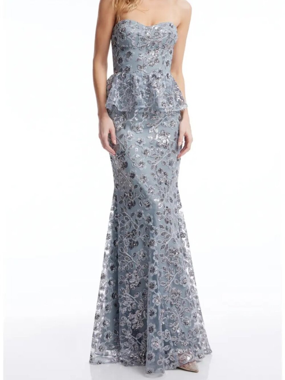 NWOT Dress The Population Scarlett Peplum Mermaid Gown